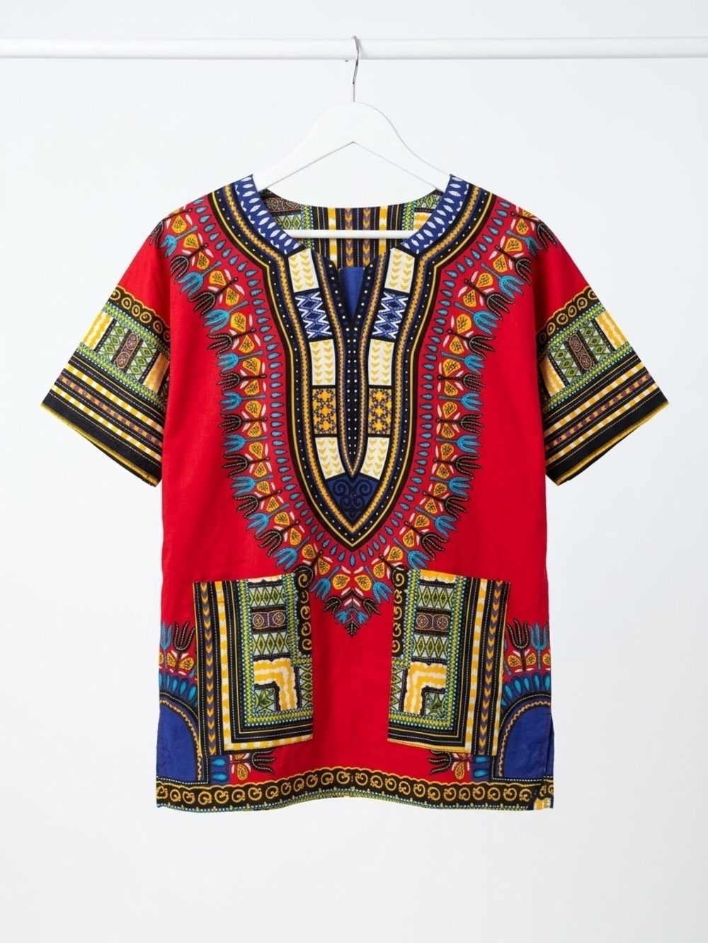 Red Dashiki-Style Shirt